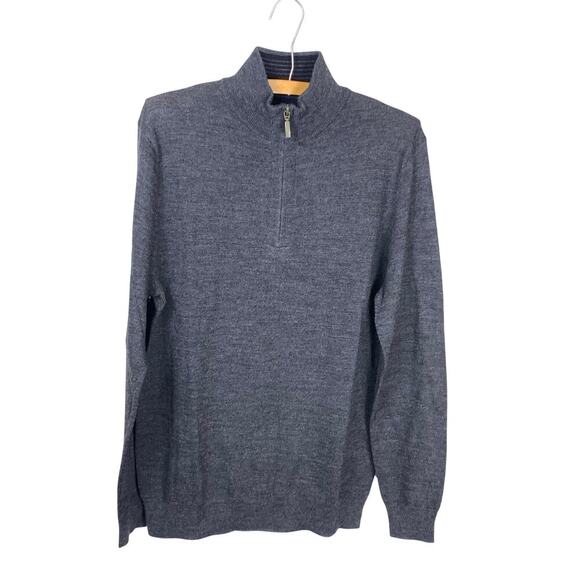 Club Room Charcoal Grey Quarter Zip Merino Wool Blend Sweater Size M NWT - Picture 3 of 8